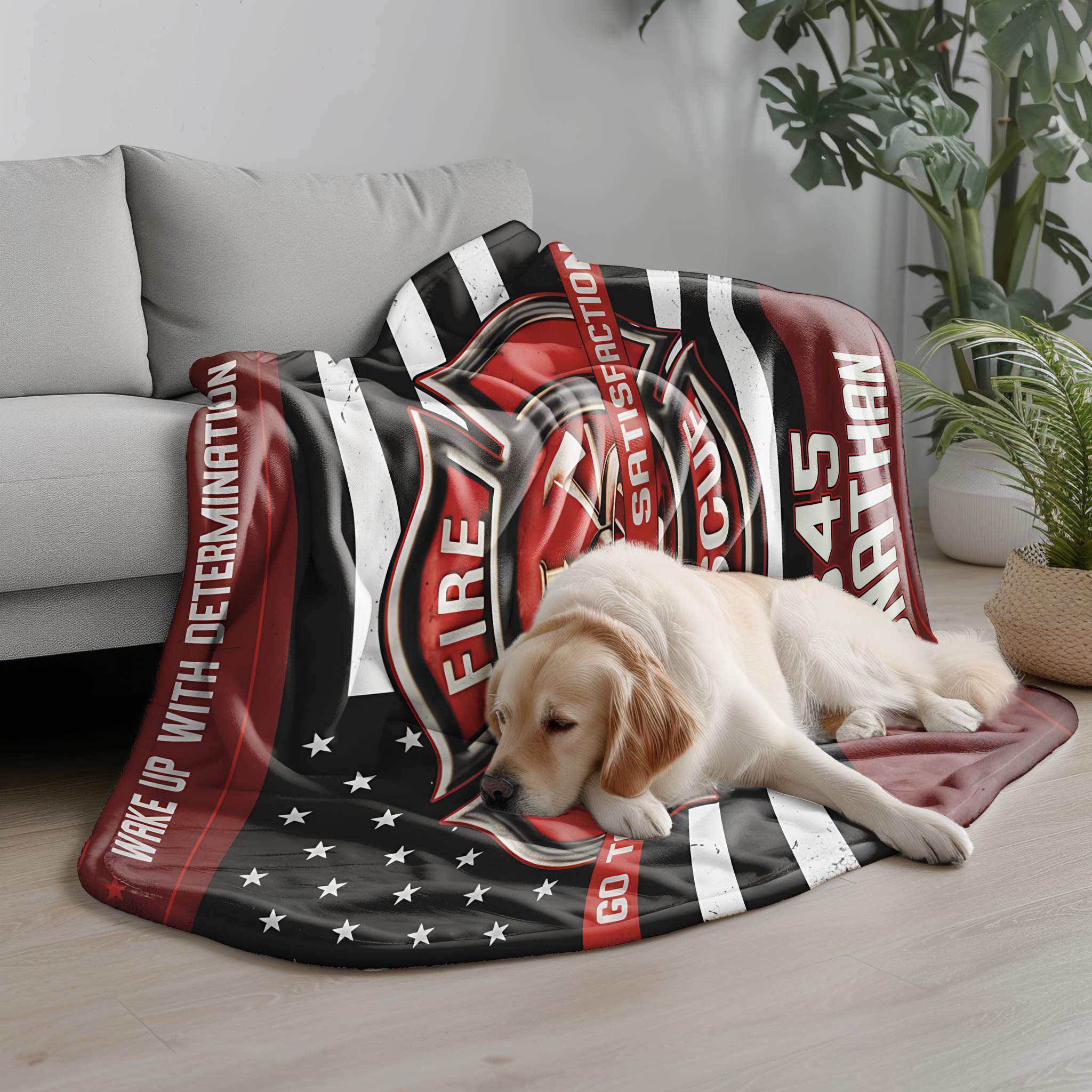 Couverture personnalisée pour pompiers - Motif drapeau américain
