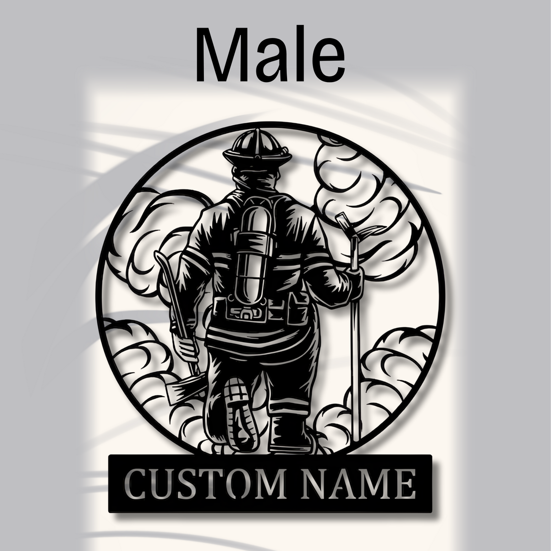 Personalized Firefighter Metal Sign - Custom Name Wall Art - Male Female Firefighter Silhouette Decor
