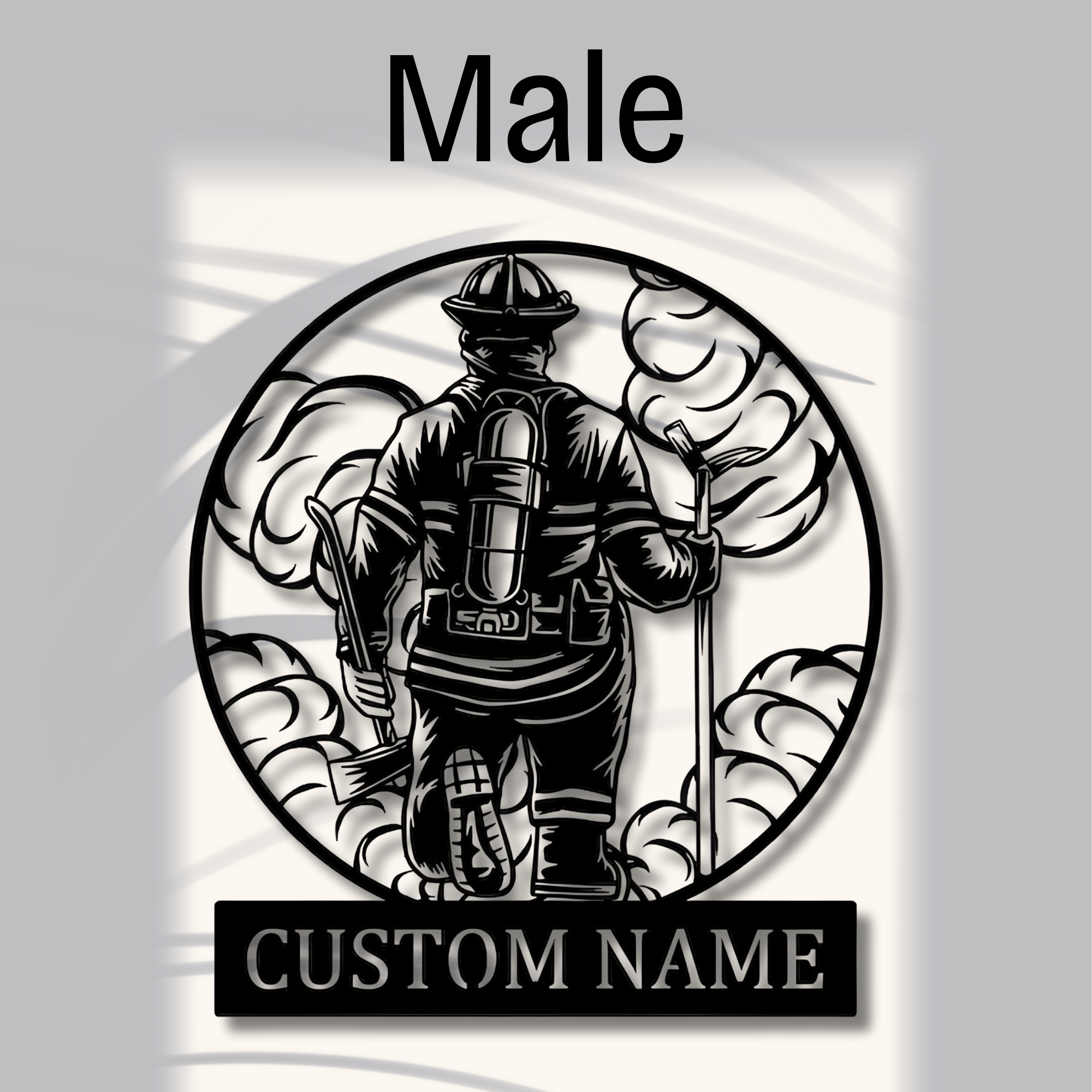 Personalized Firefighter Metal Sign - Custom Name Wall Art - Male Female Firefighter Silhouette Decor