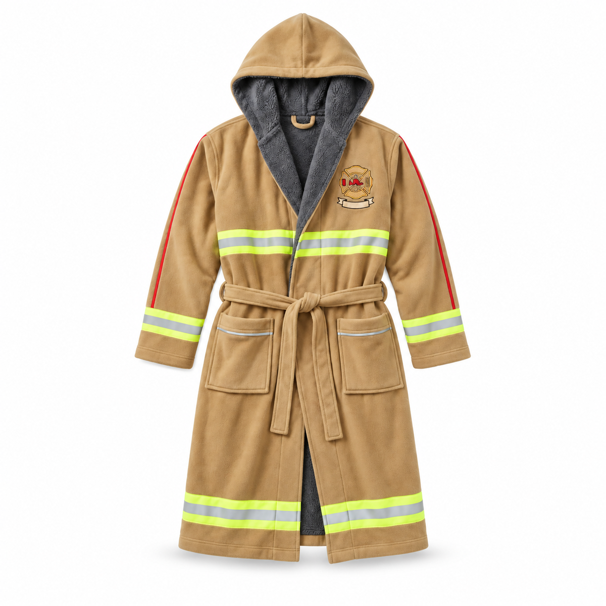 Firefighter Soft Fluffy Hooded Bathrobe - Perfect Gifts For Firefighter