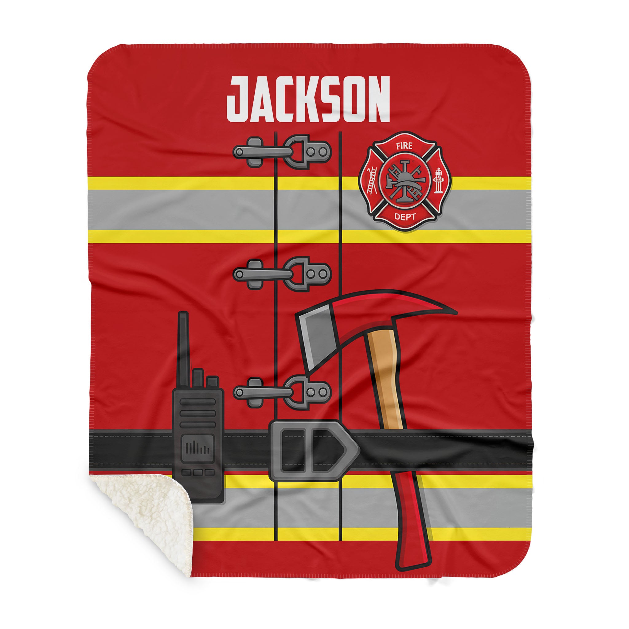 Couverture personnalisée pour pompier - Modèle de veste d'intervention avec nom personnalisé