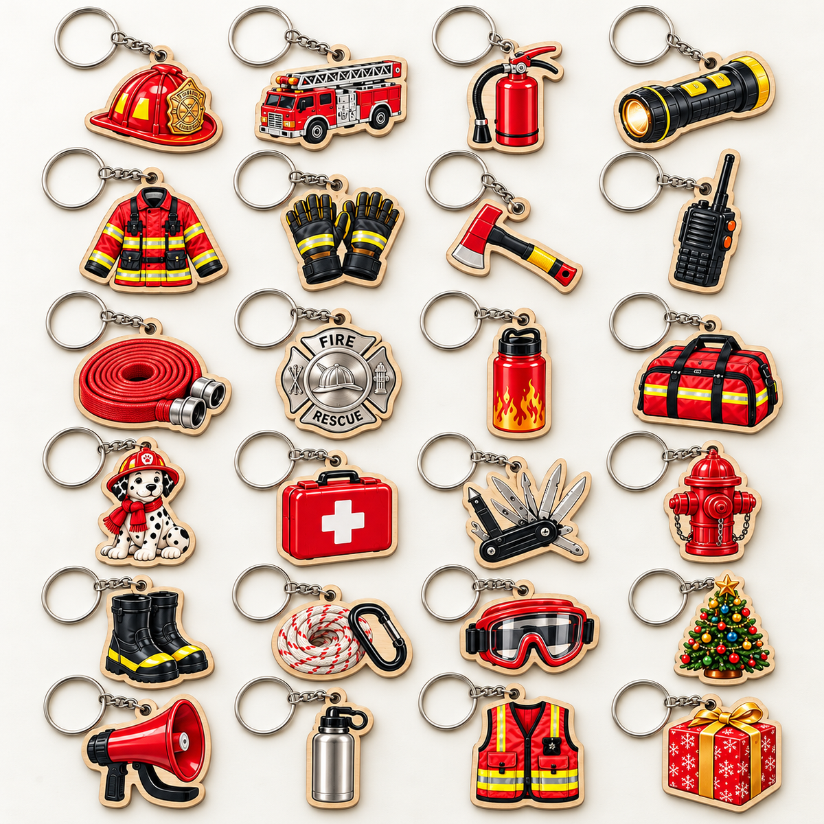 Firefighter Advent Calendar with 24 Wooden Keychains