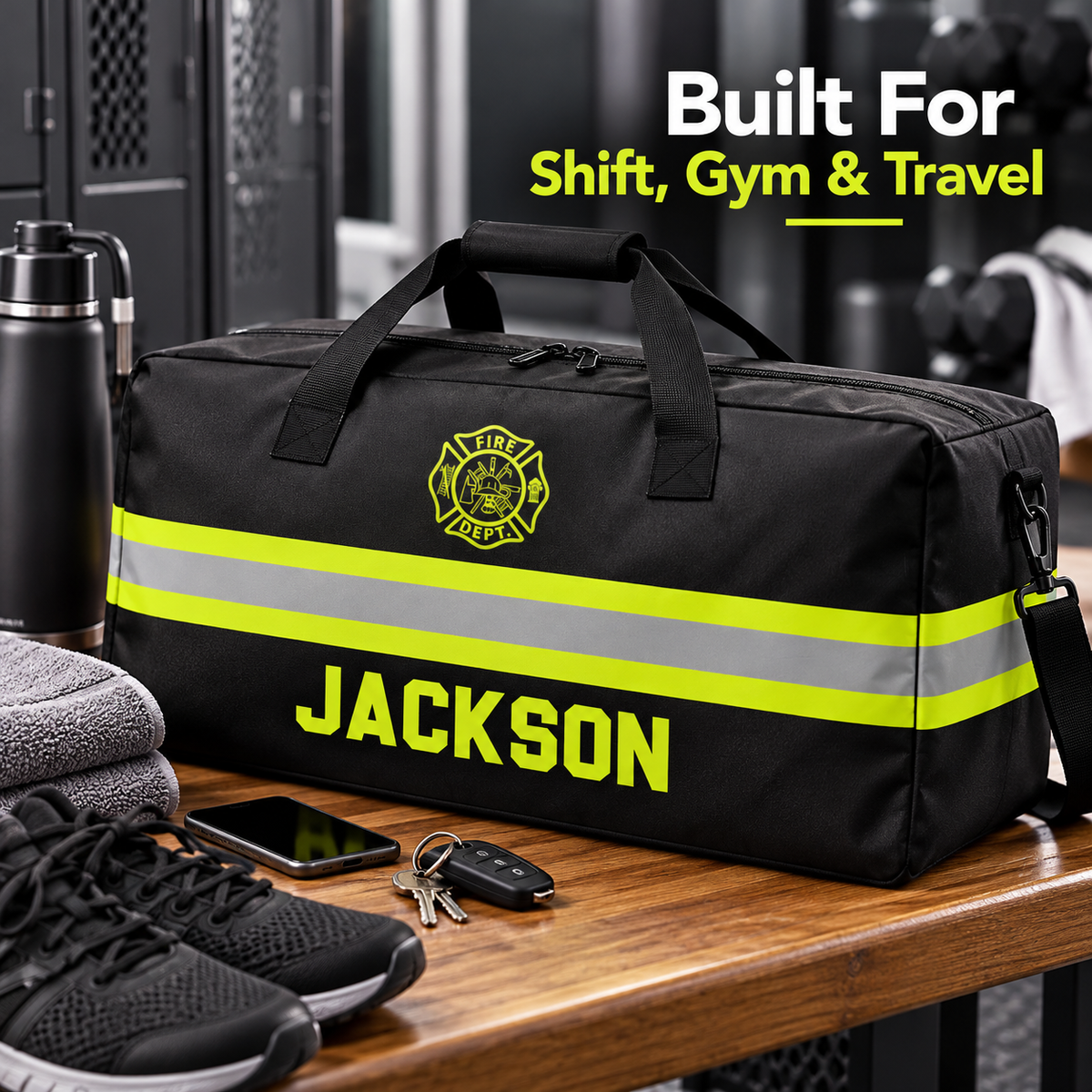 Personalized Firefighter Duffle Bag with Name | Work & Gym & Travel