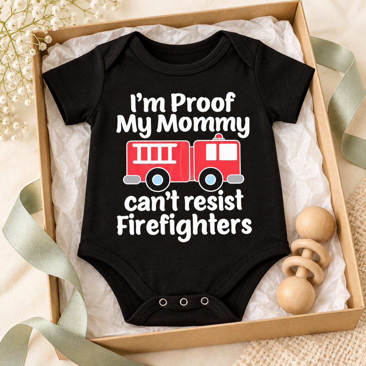 I'm Proof My Mommy Can't Resist Firefighters - Baby Bodysuit