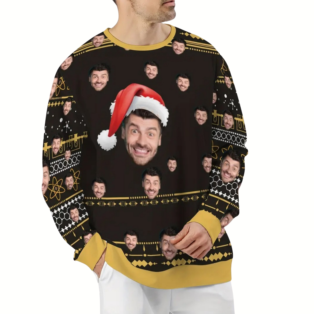 Custom Face Ugly Christmas Sweater - Personalized Photo Brown
