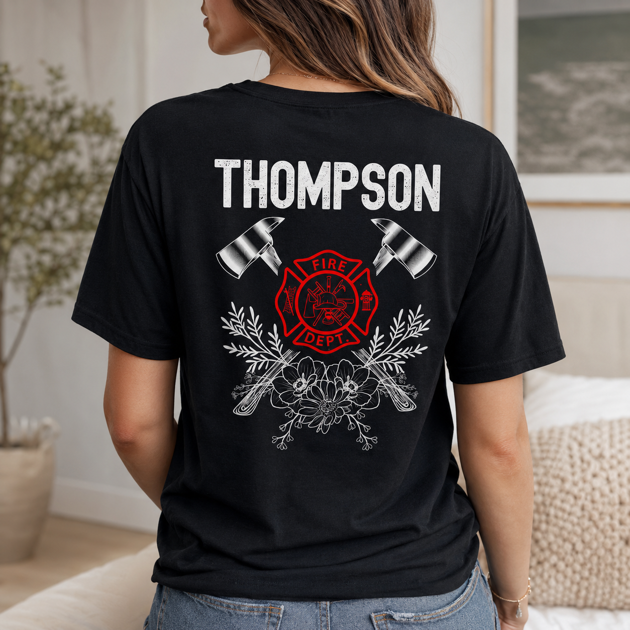 Personalized Firefighter Wife Tshirt, Fire Wife Gift, Girlfriend, Mom Tshirt - Custom Name Double Side