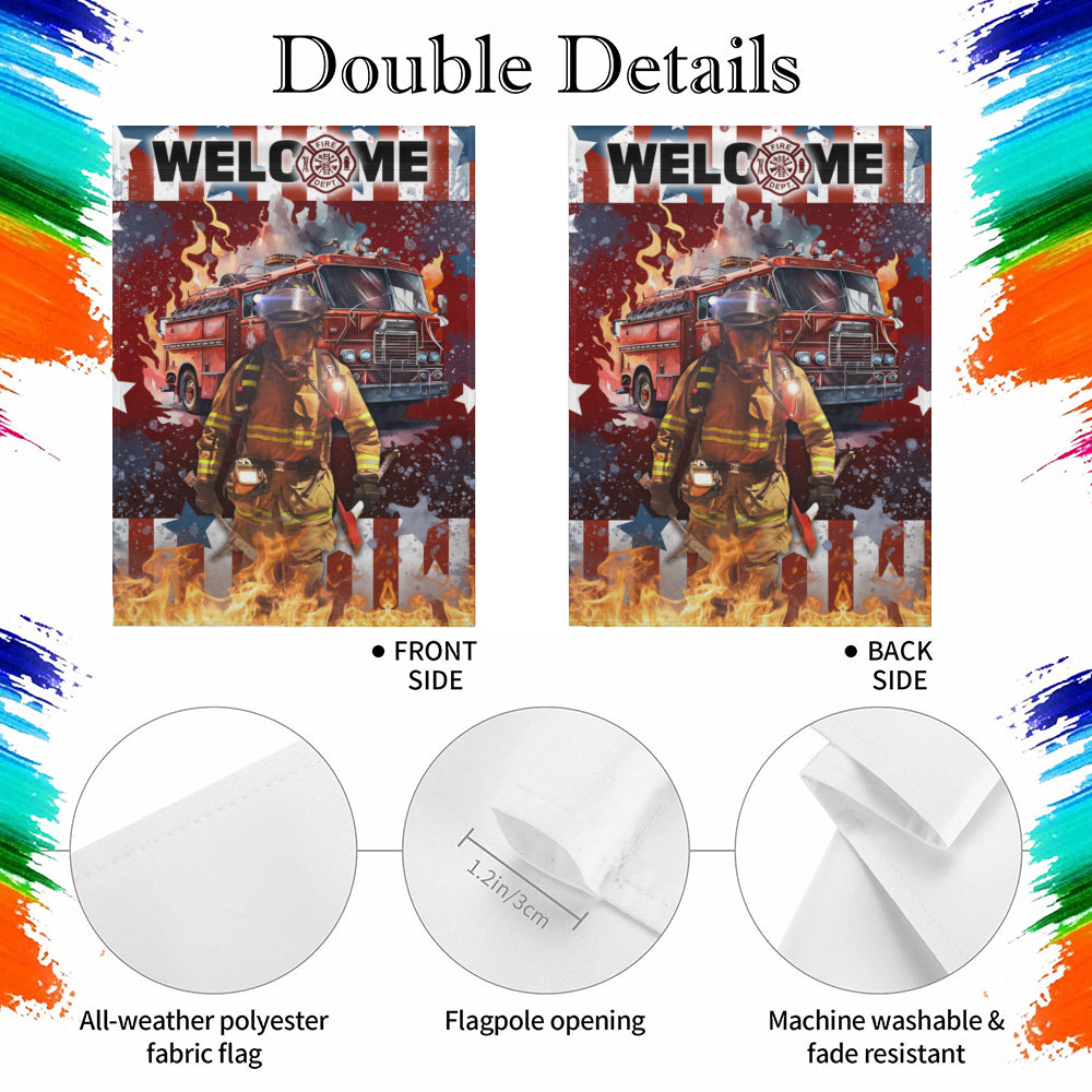 Weihnachtliche Gartenflagge für Feuerwehrleute – Amerikanische Flagge der Feuerwehr 