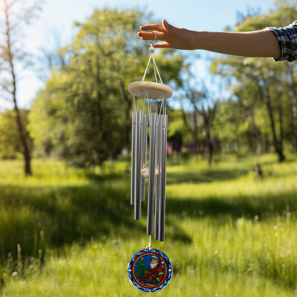 Firefighter Santa Wind Chime - Glass Ornament Christmas Decor
