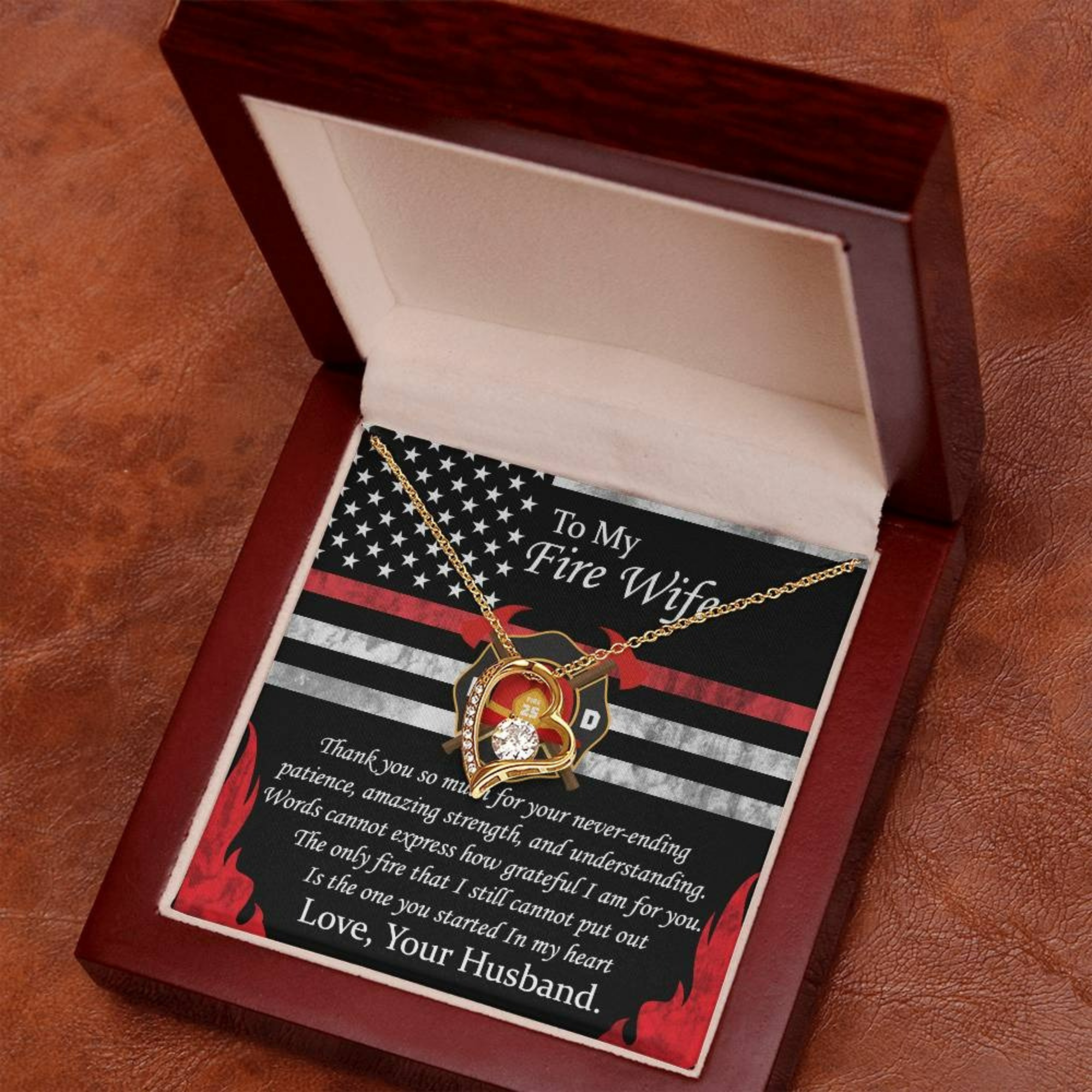 Firefighter Wife Necklace - To My Fire Wife Love Gift from Husband