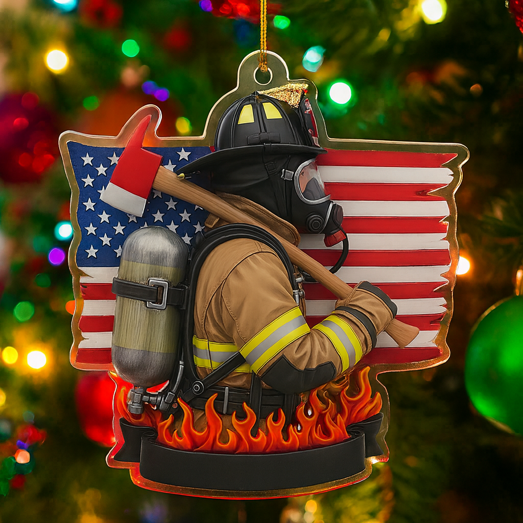 Custom Acrylic Christmas Ornament with American Flag