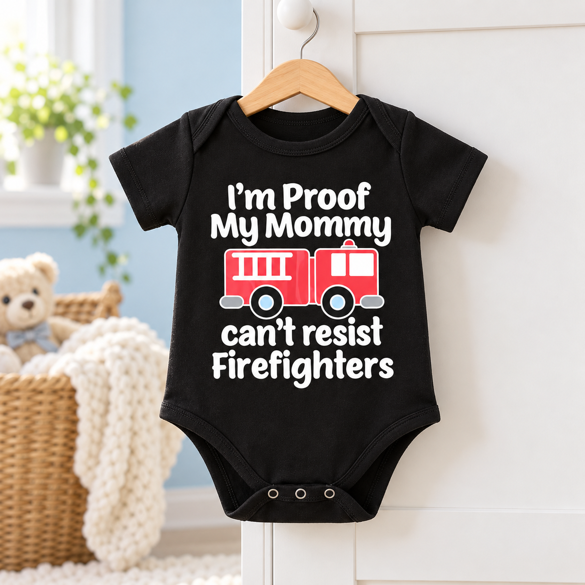 I'm Proof My Mommy Can't Resist Firefighters - Baby Bodysuit