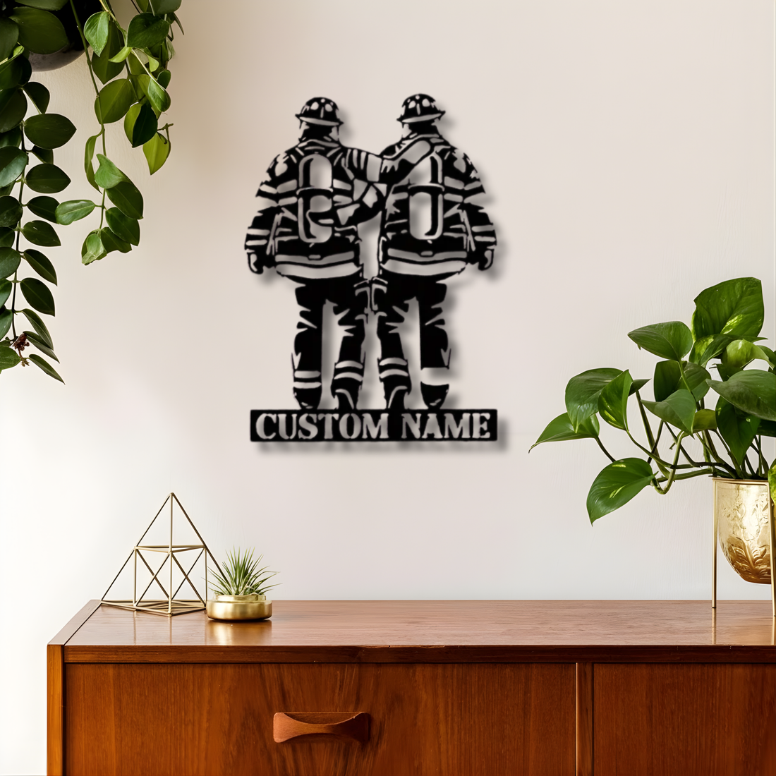 Firefighter Brother Standing Custom Metal Sign - Personalized Wall Art