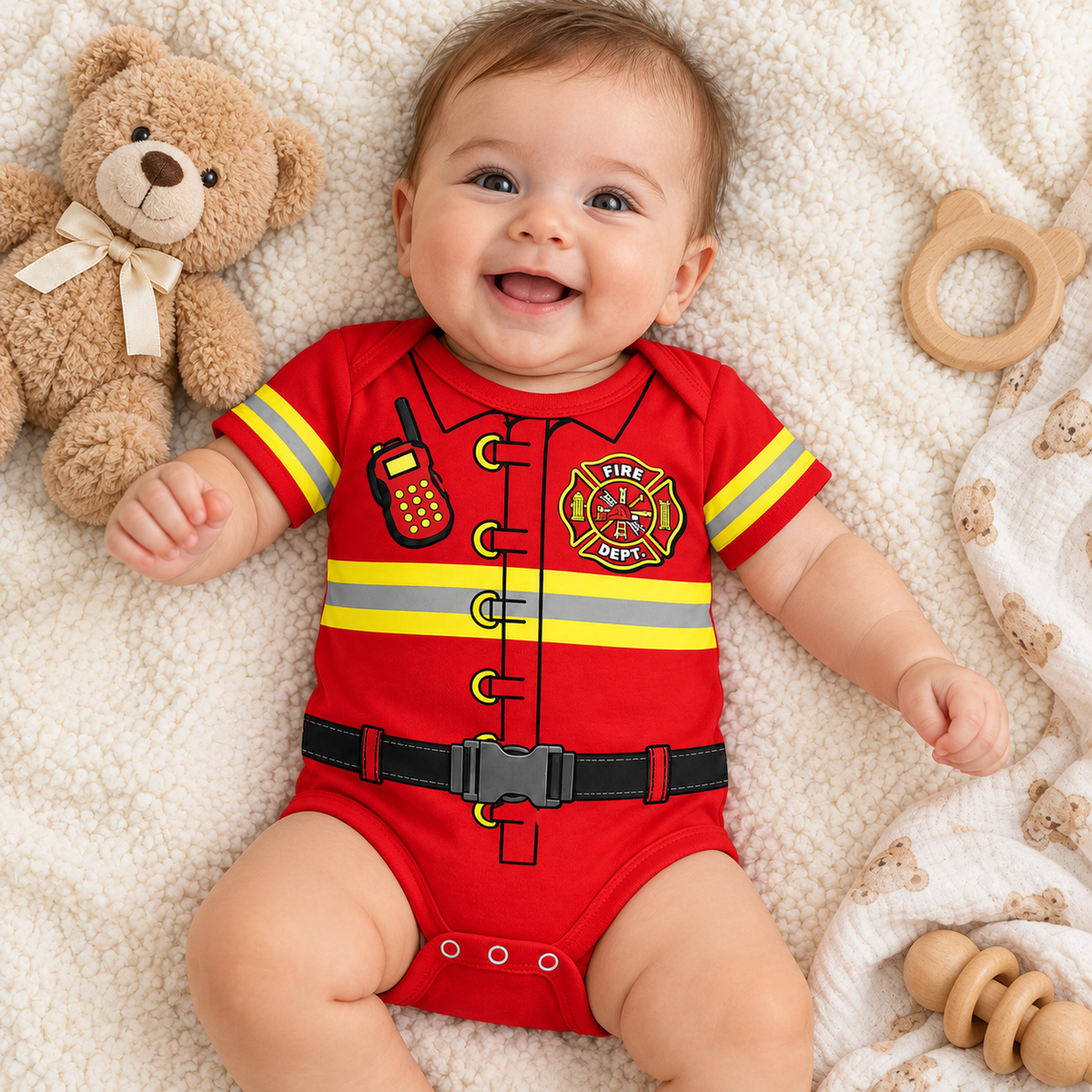 Feuerwehr Kleinkind T-Shirt mit Malteserkreuz – Wunschname vorne & optional hinten