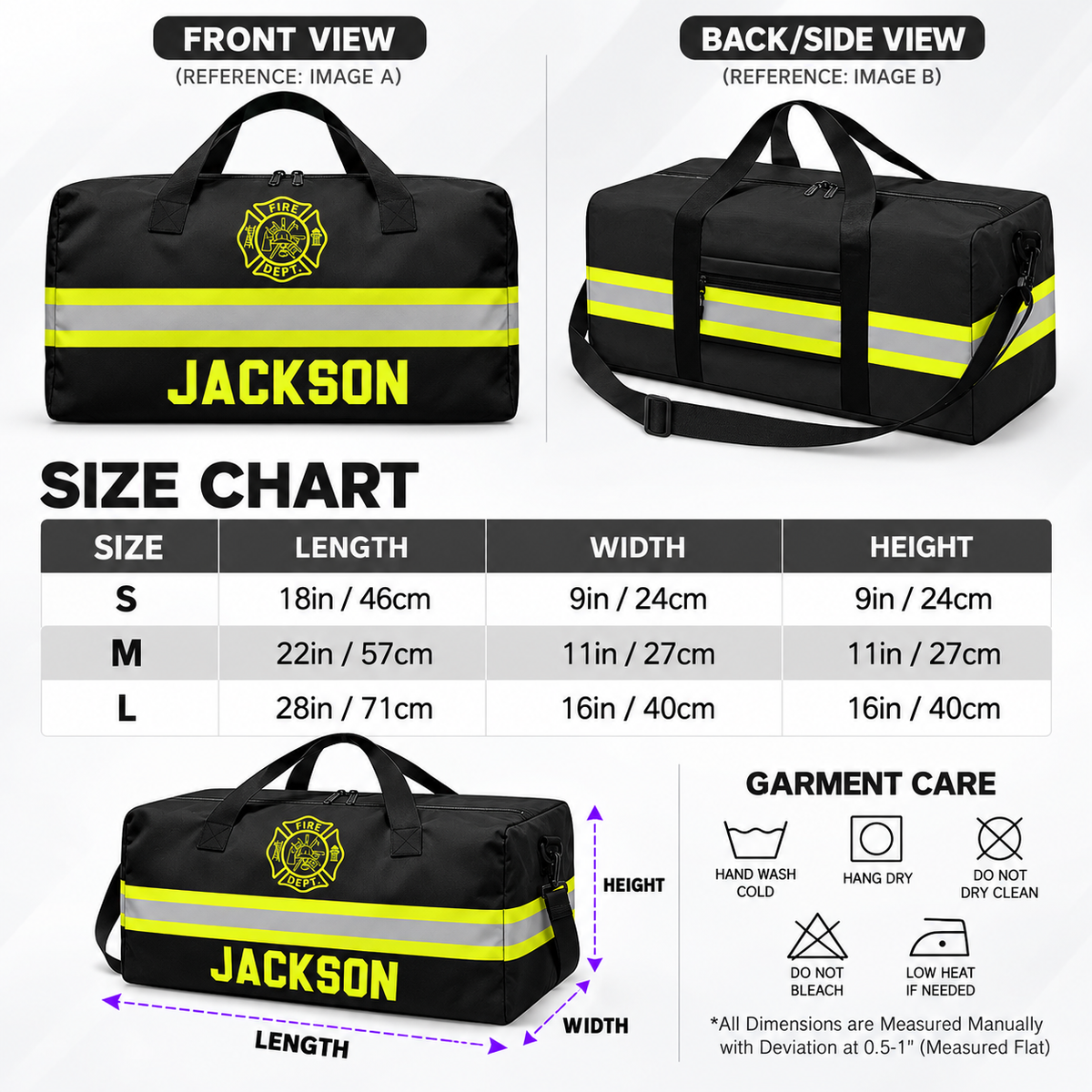 Personalized Firefighter Duffle Bag with Name | Work & Gym & Travel