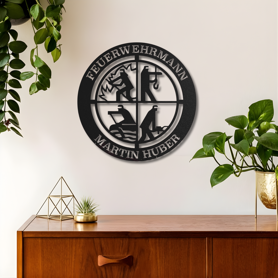 Feuerwehrmann Metallschild Wanddeko