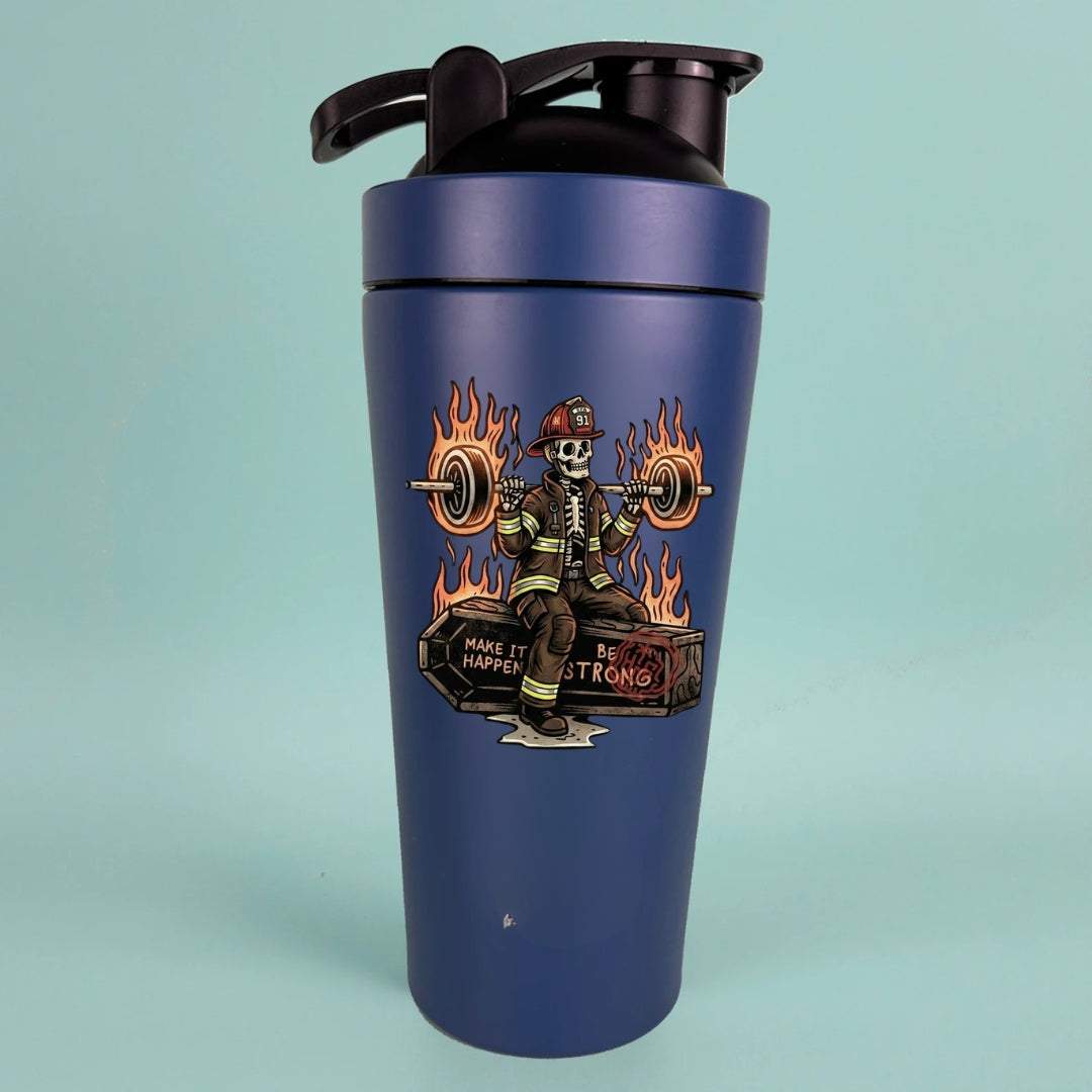 Custom firefighter couple tumbler water bottle for fitness and gym use