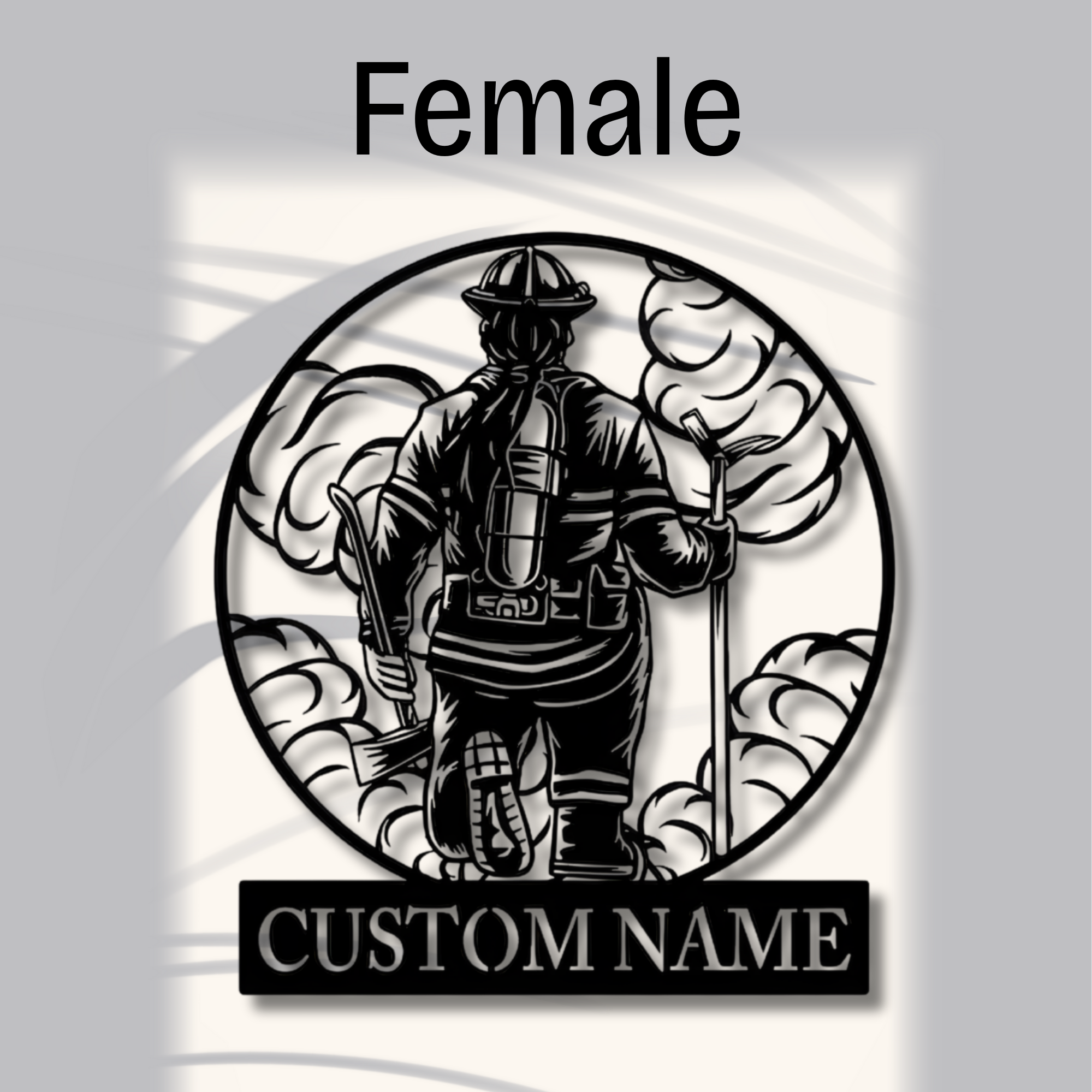 Personalized Firefighter Metal Sign - Custom Name Wall Art - Male Female Firefighter Silhouette Decor