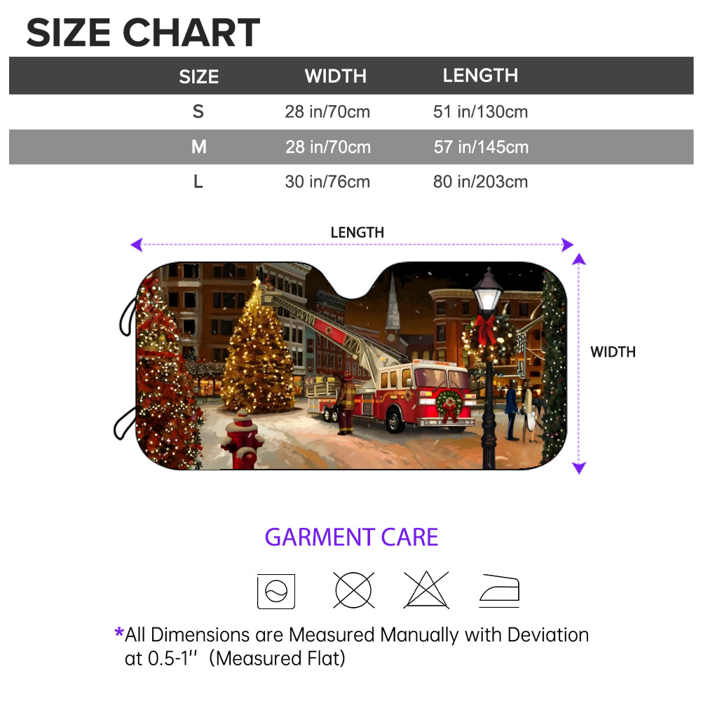 Christmas Fire Truck Windshield Sunshade - Car Sun Shade