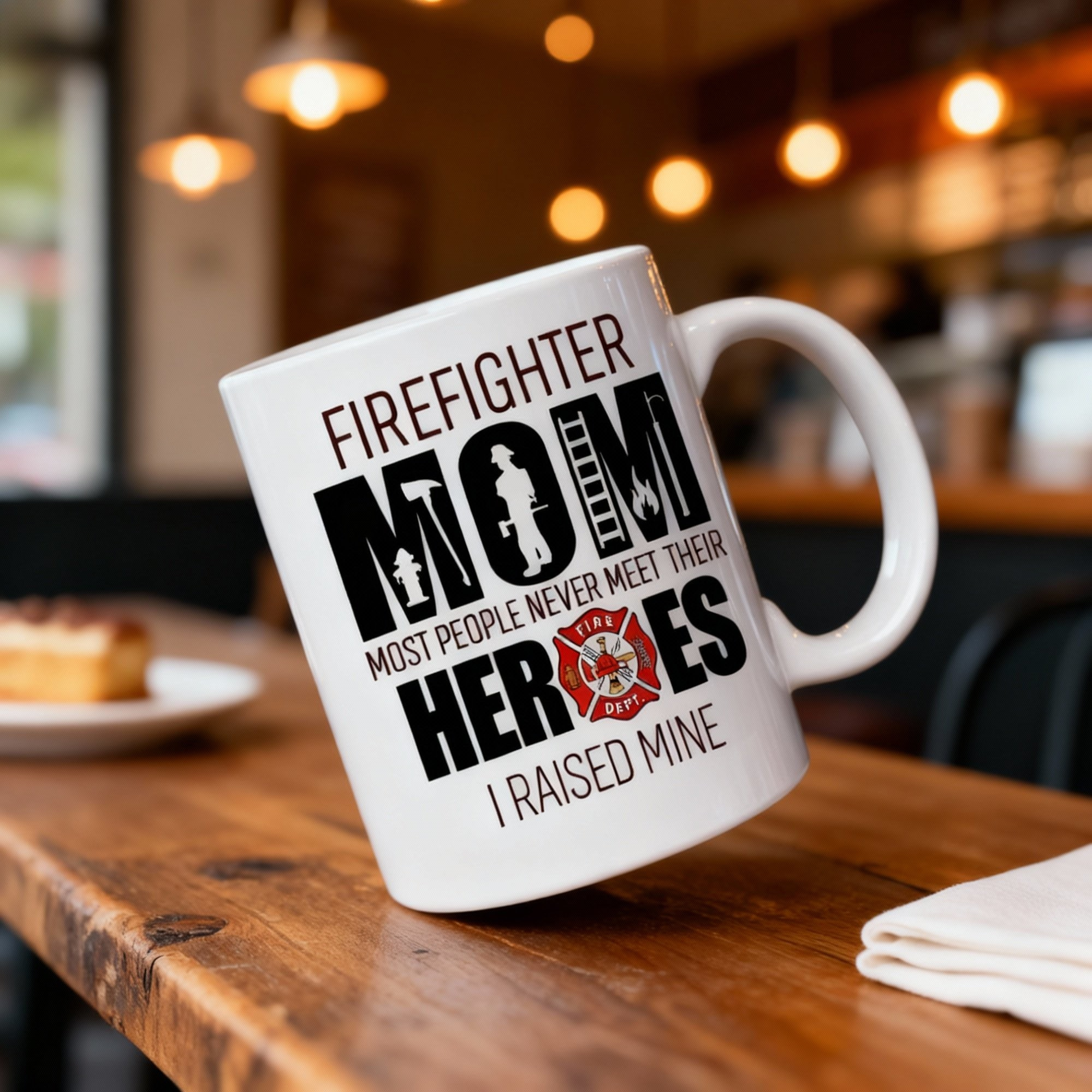 Personalisierte Feuerwehr-Mama-Tasse – Namen von Eltern und Kind 