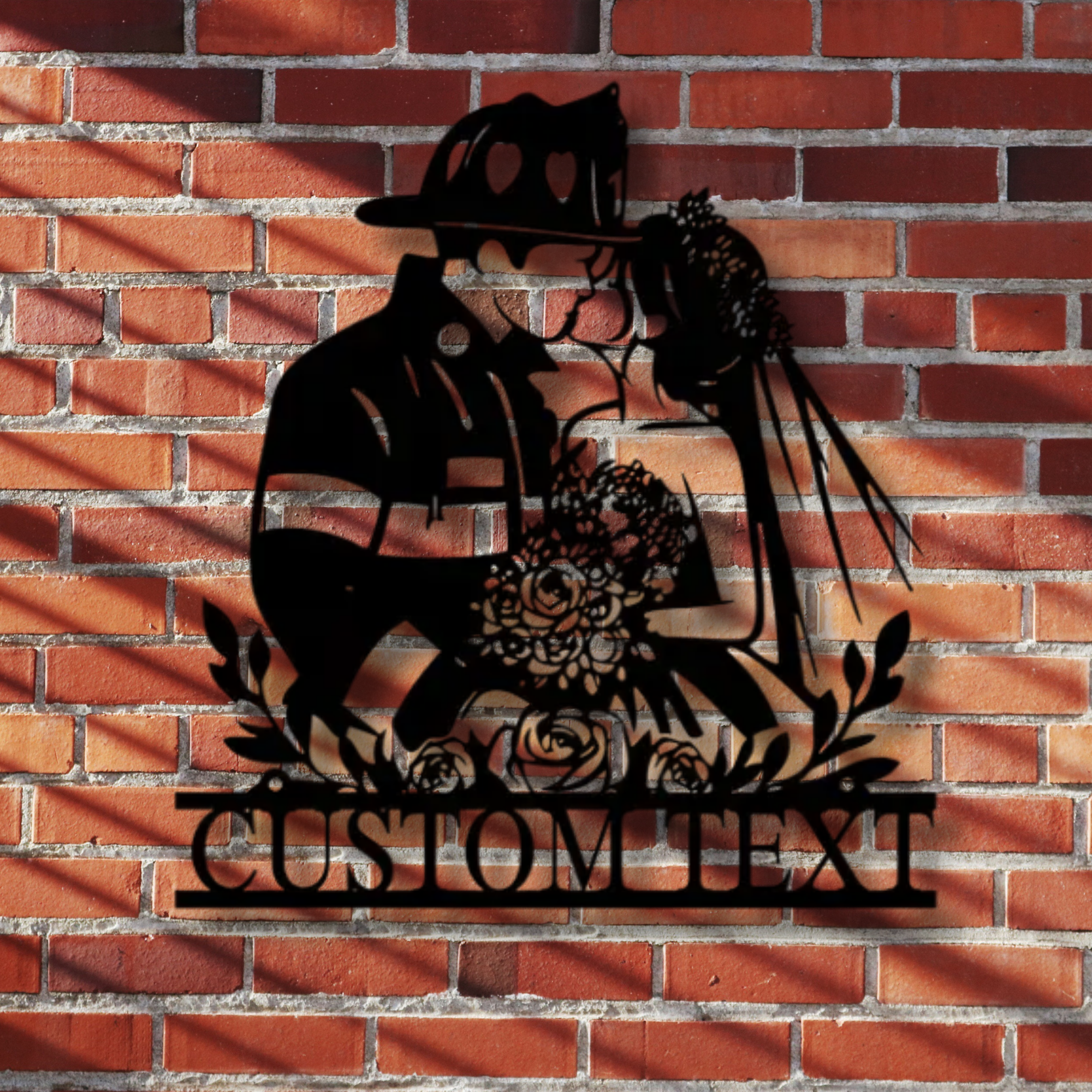 Firefighter Wedding Couple Custom Metal Sign - Personalized Wall Art