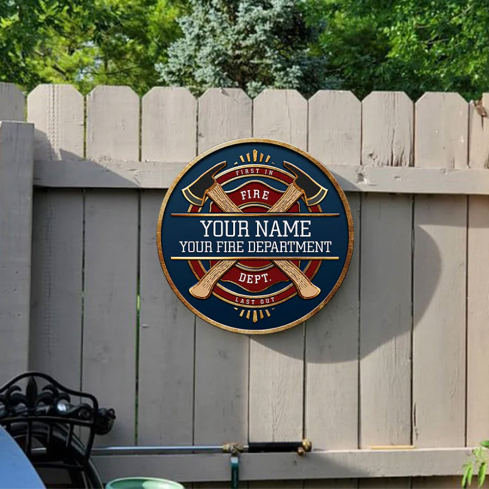 Firefighter Circle Axe Wood Signs - Custom Gifts