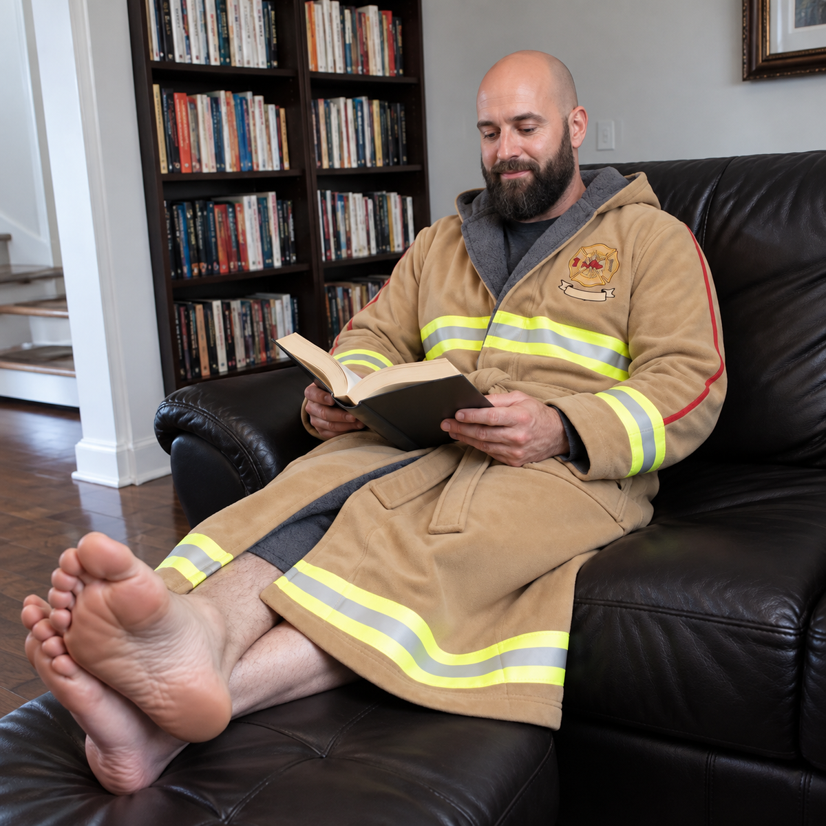 Firefighter Soft Fluffy Hooded Bathrobe - Perfect Gifts For Firefighter