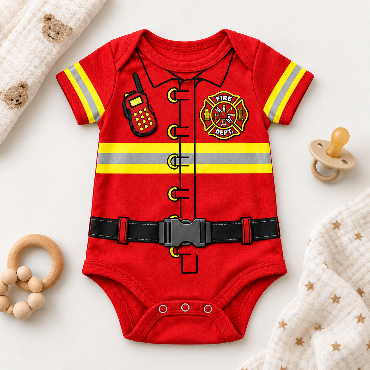 Feuerwehr Kleinkind T-Shirt mit Malteserkreuz – Wunschname vorne & optional hinten