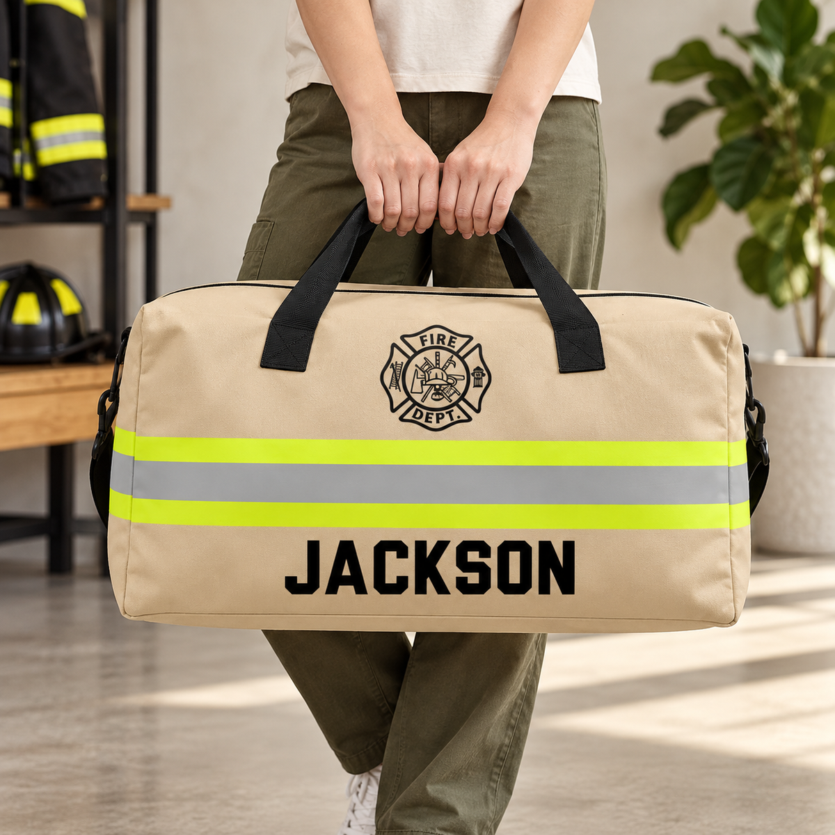 Personalized Firefighter Duffle Bag with Name | Work & Gym & Travel