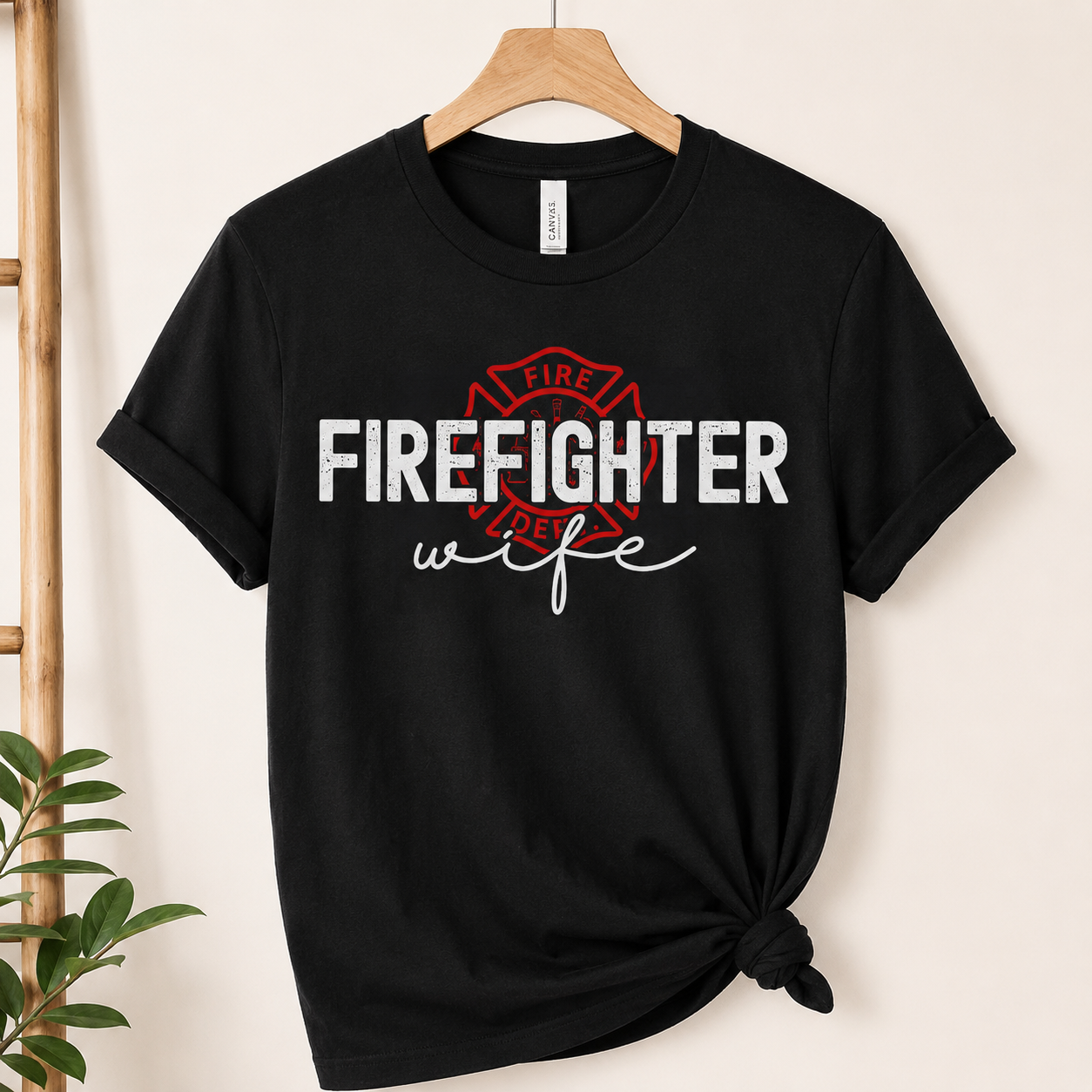 Personalized Firefighter Wife Tshirt, Fire Wife Gift, Girlfriend, Mom Tshirt - Custom Name Double Side