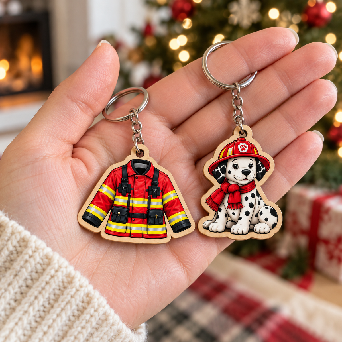 Firefighter Advent Calendar with 24 Wooden Keychains