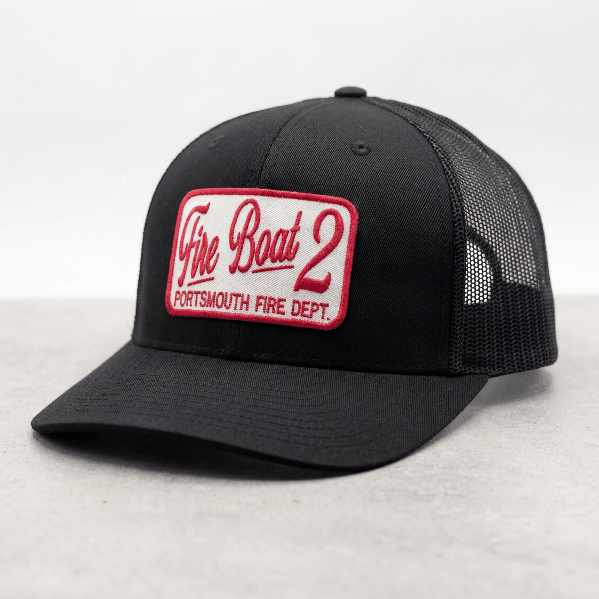 Custom fire department hat with personalized embroidery and adjustable snapback