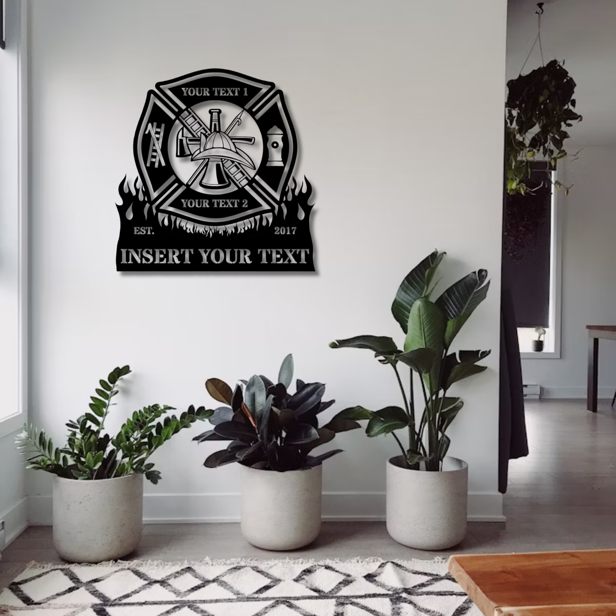 Personalized Firefighter Metal Sign - Custom Maltese Cross Fire Dept Decor