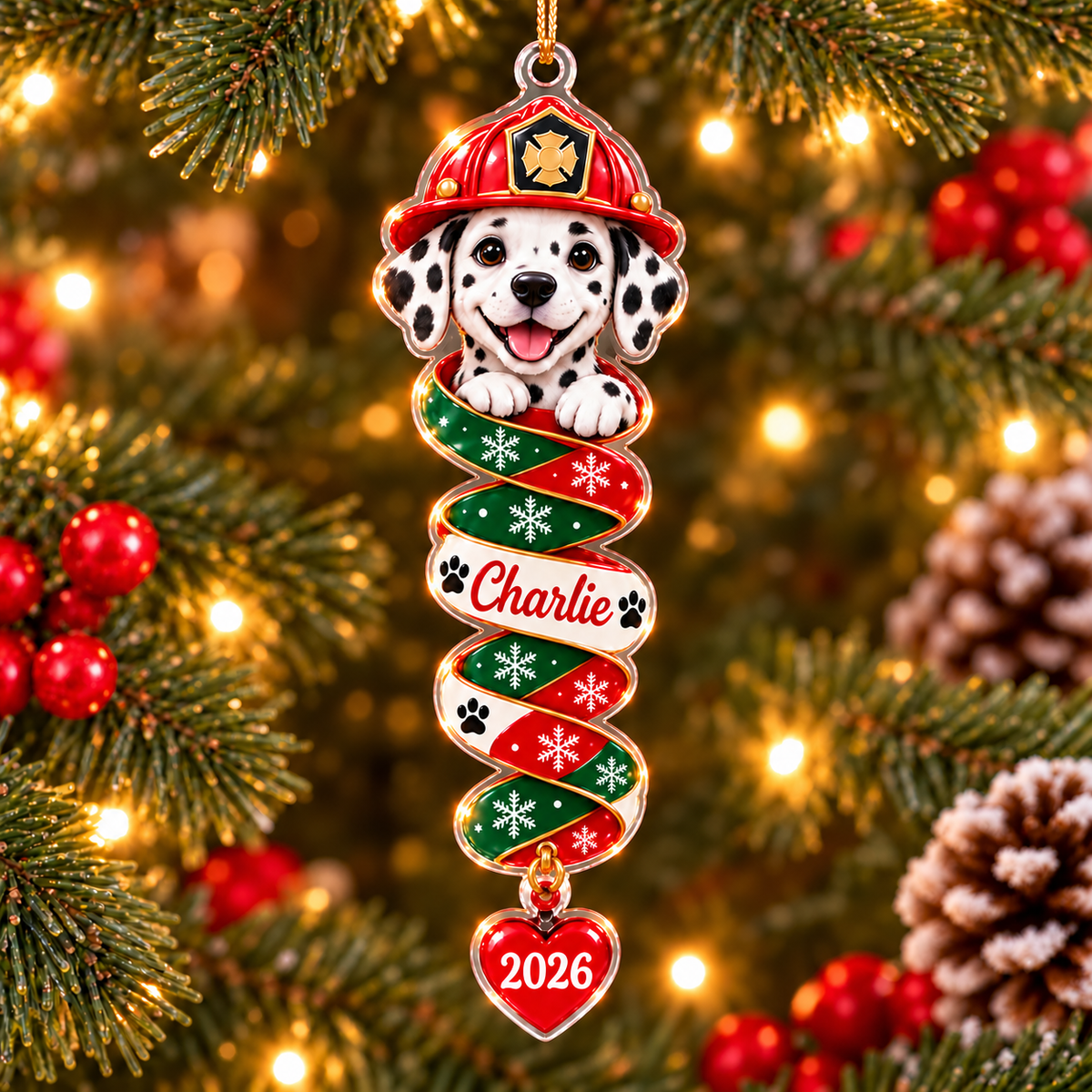 Personalized Acrylic Firefighter Christmas Ornament – Custom Name