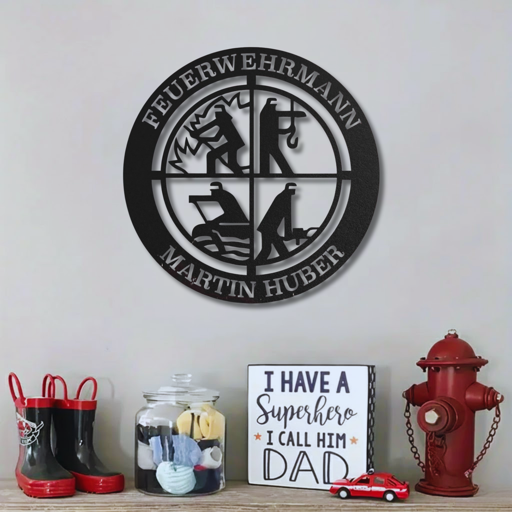 Feuerwehrmann Metallschild Wanddeko