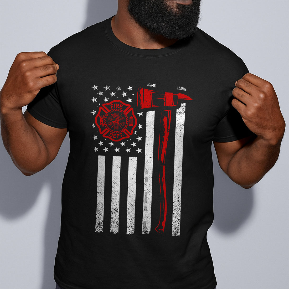 American Flag Firefighter T-Shirt - Fire Department Patriotic Tee