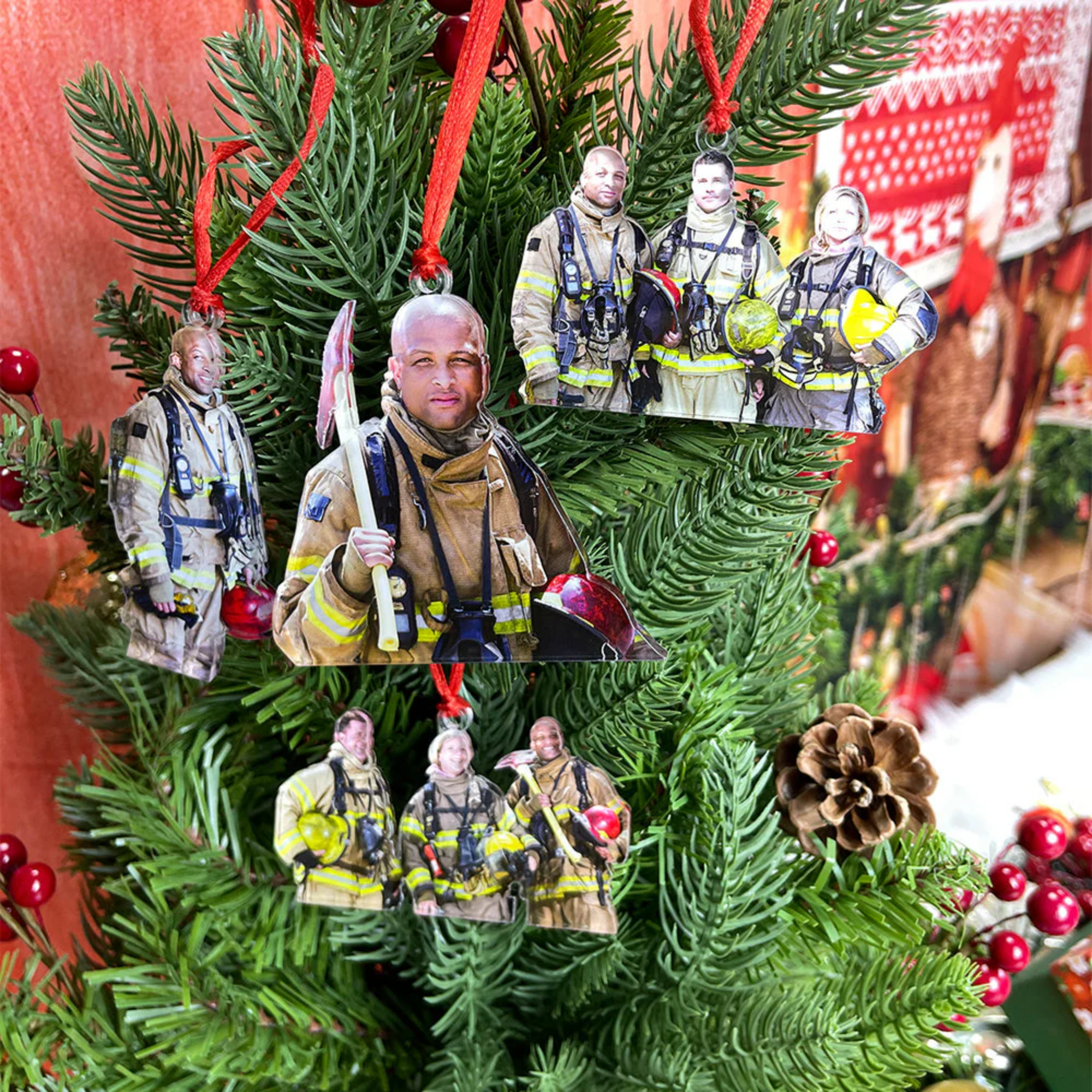 Custom Firefighter Photo Ornament - Personalized Acrylic Christmas
