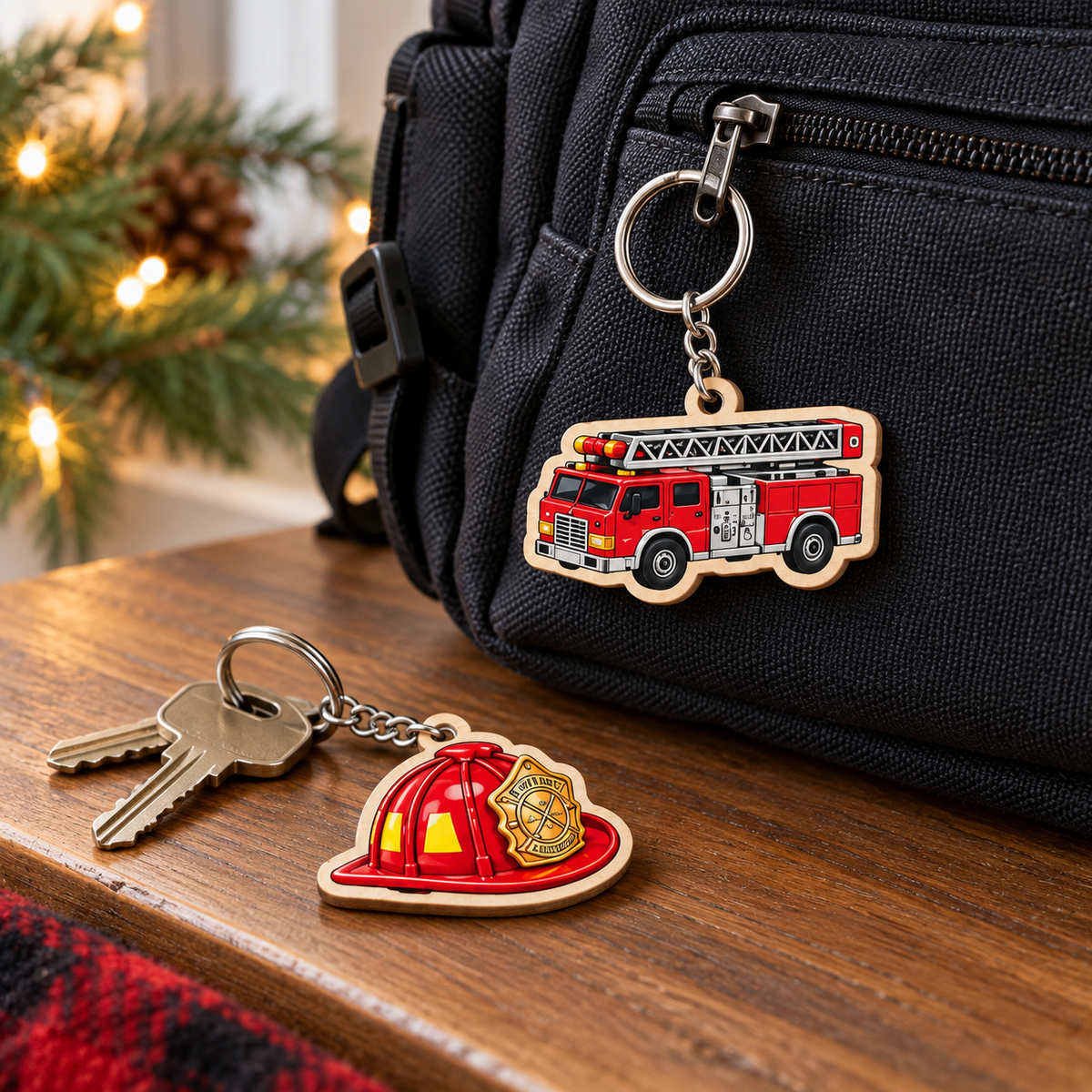 Firefighter Advent Calendar with 24 Wooden Keychains