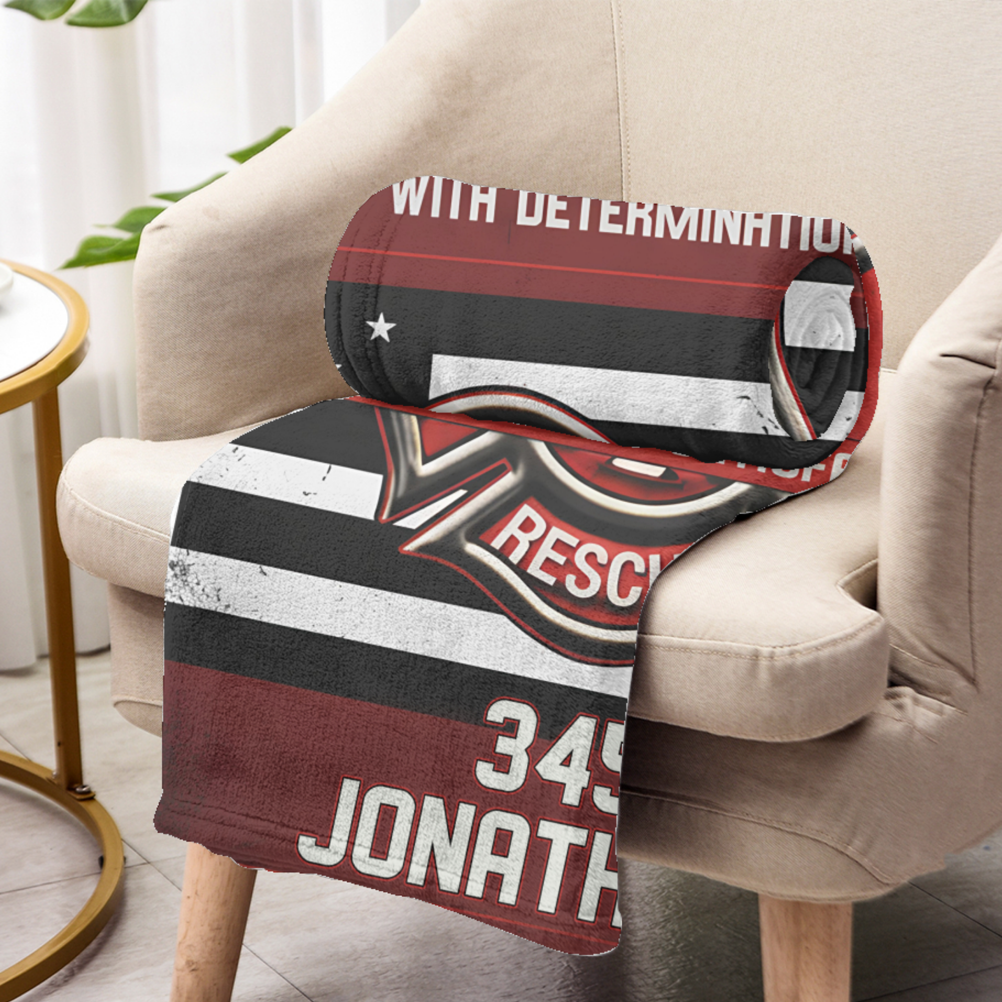 Couverture personnalisée pour pompiers - Motif drapeau américain