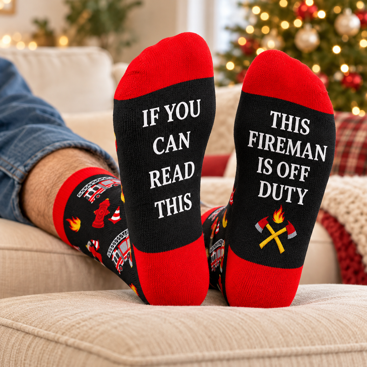Funny Firefighter Crew Socks | This Fireman Is Off Duty