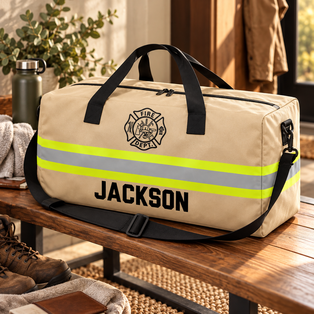 Personalized Firefighter Duffle Bag with Name | Work & Gym & Travel