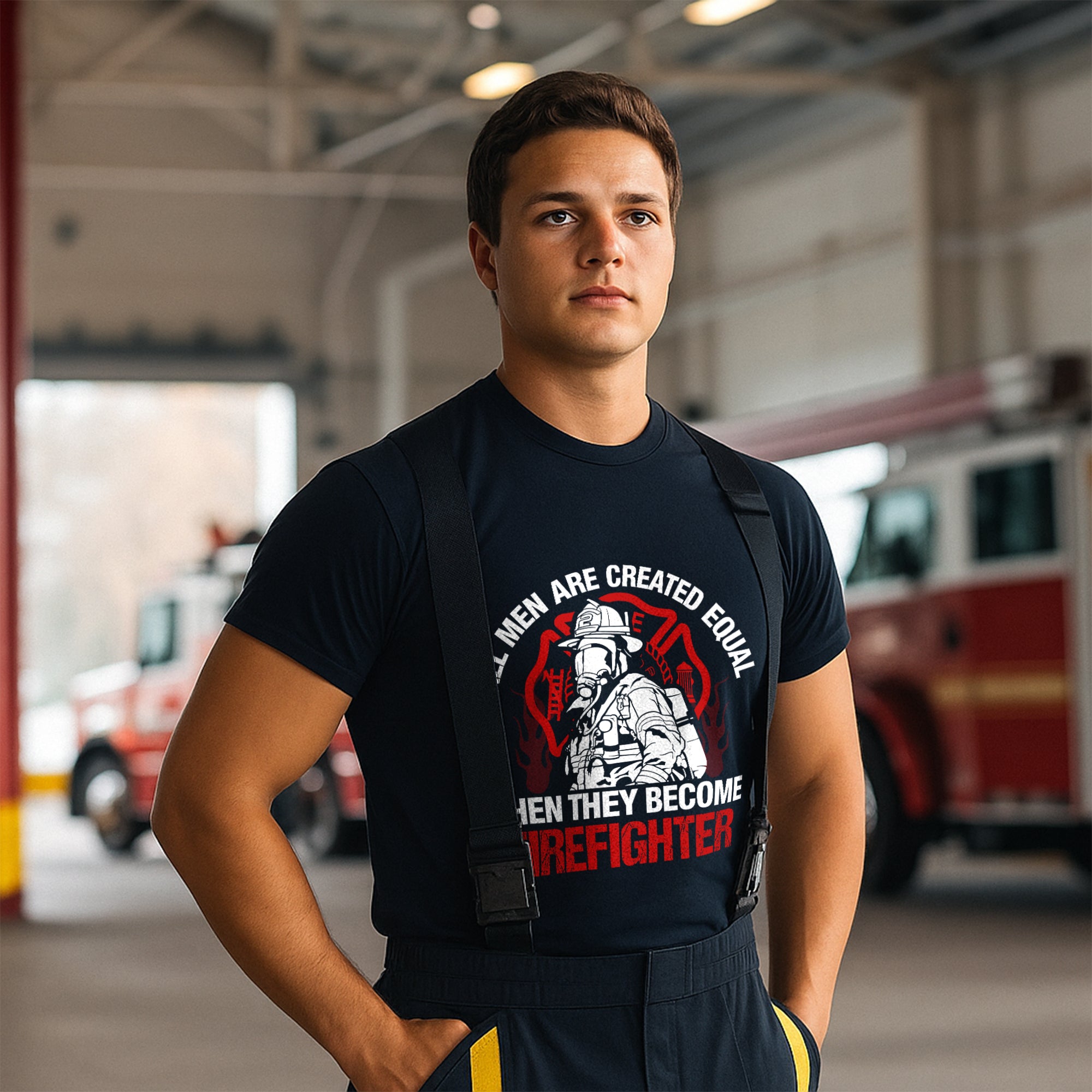 Alle Menschen sind gleich geschaffen, also werde Feuerwehrmann-T-Shirt – Stolz auf den Feuerwehrhelden
