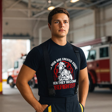 Alle Menschen sind gleich geschaffen, also werde Feuerwehrmann-T-Shirt – Stolz auf den Feuerwehrhelden