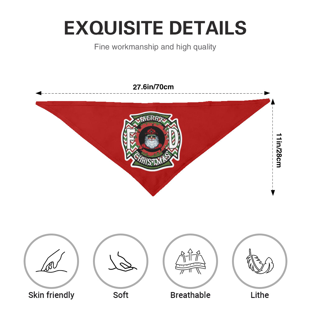 Hundehalstuch mit Weihnachtsmann-Logo der Feuerwehr – Rotes Kopftuch für Feuerwehrleute
