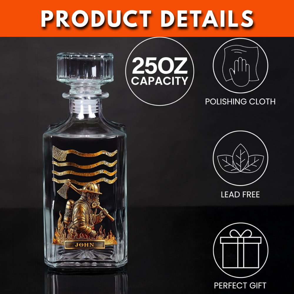 Personalisiertes Whiskeyglas für Feuerwehrleute zum Ruhestand (325 ml) – mit individuellem Namen und Jahreszahl auf dem Boden bedruckt 