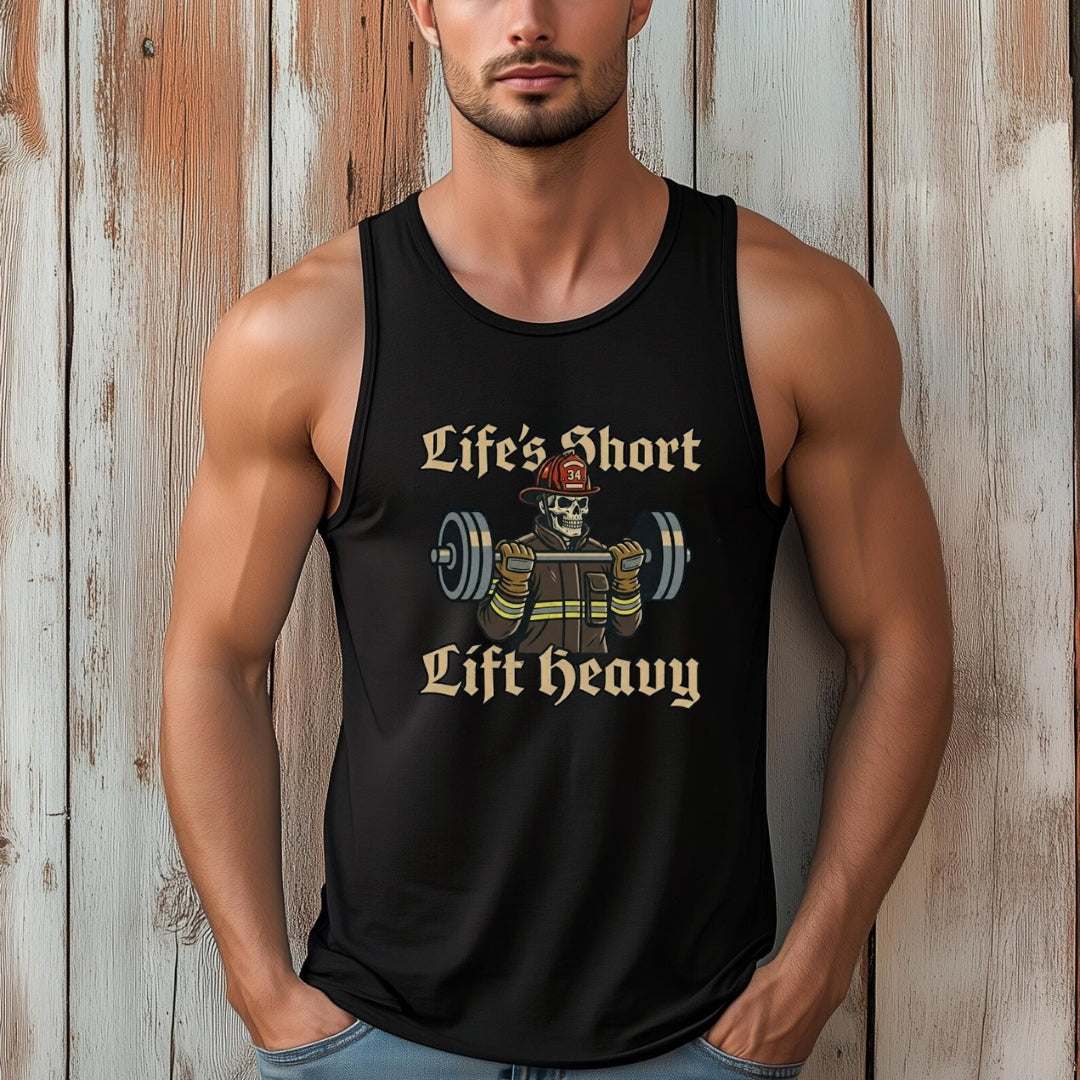 Firefighter vintage shirt Life's Short Lift Heavy tank top unisex jersey cotton blend