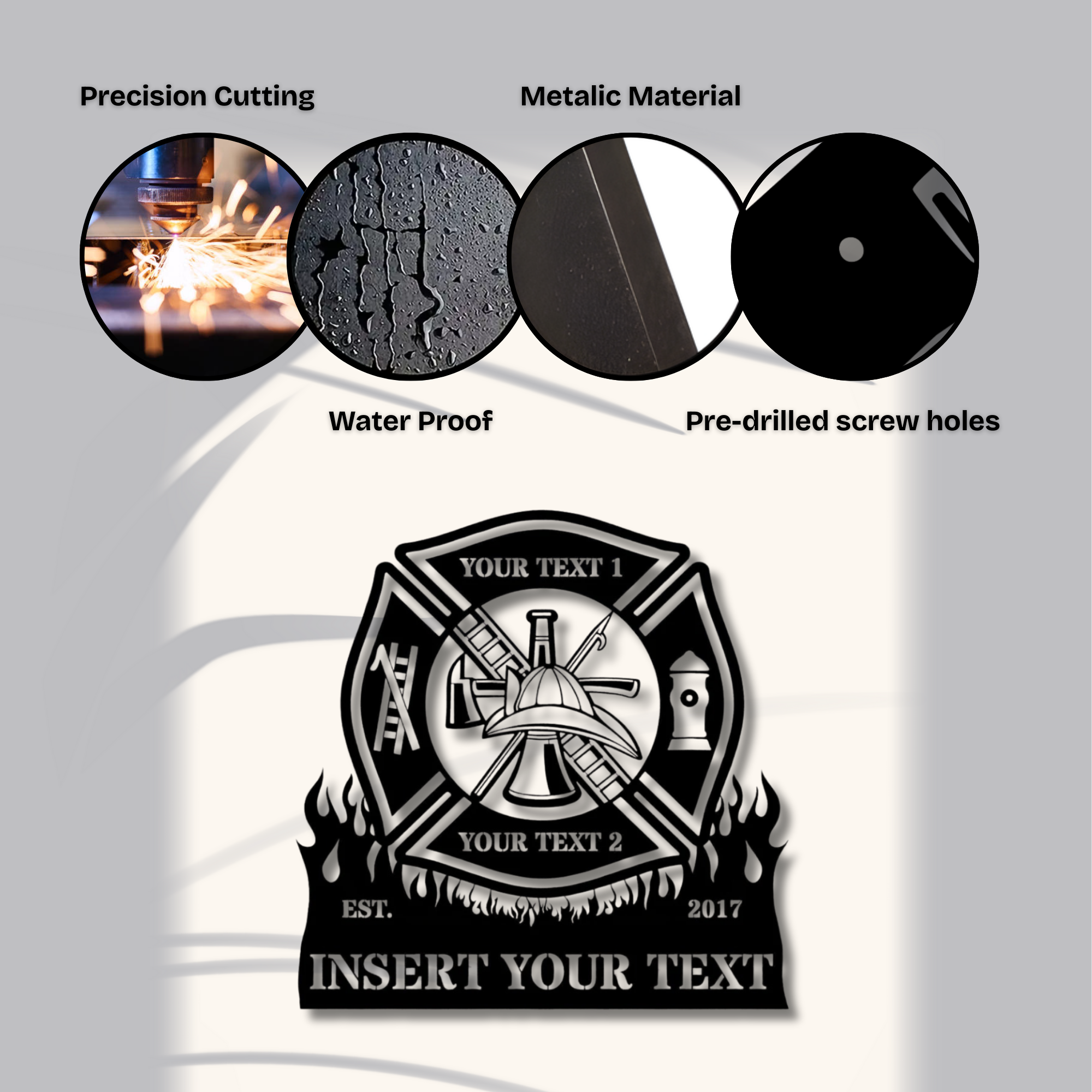 Personalized Firefighter Metal Sign - Custom Maltese Cross Fire Dept Decor