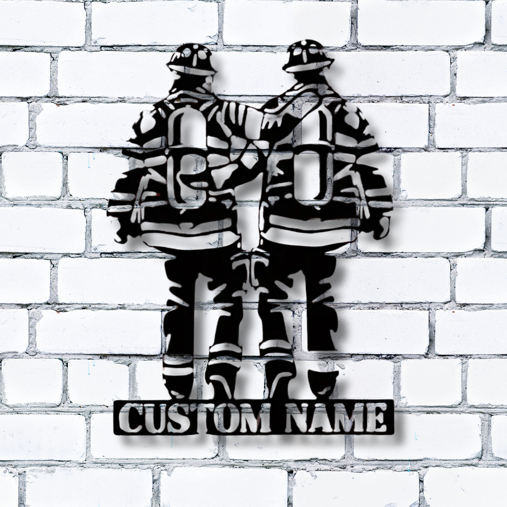 Plaque métallique personnalisée « Frère pompier debout » - Décoration murale personnalisée