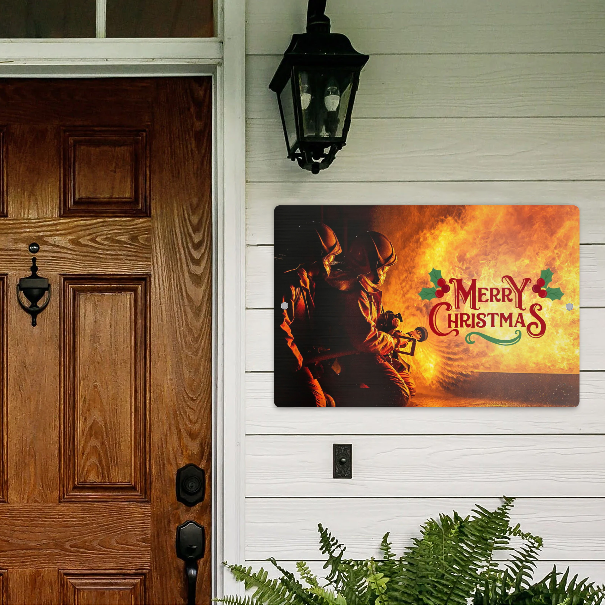 Firefighter Fight Fire - Christmas Metal Sign