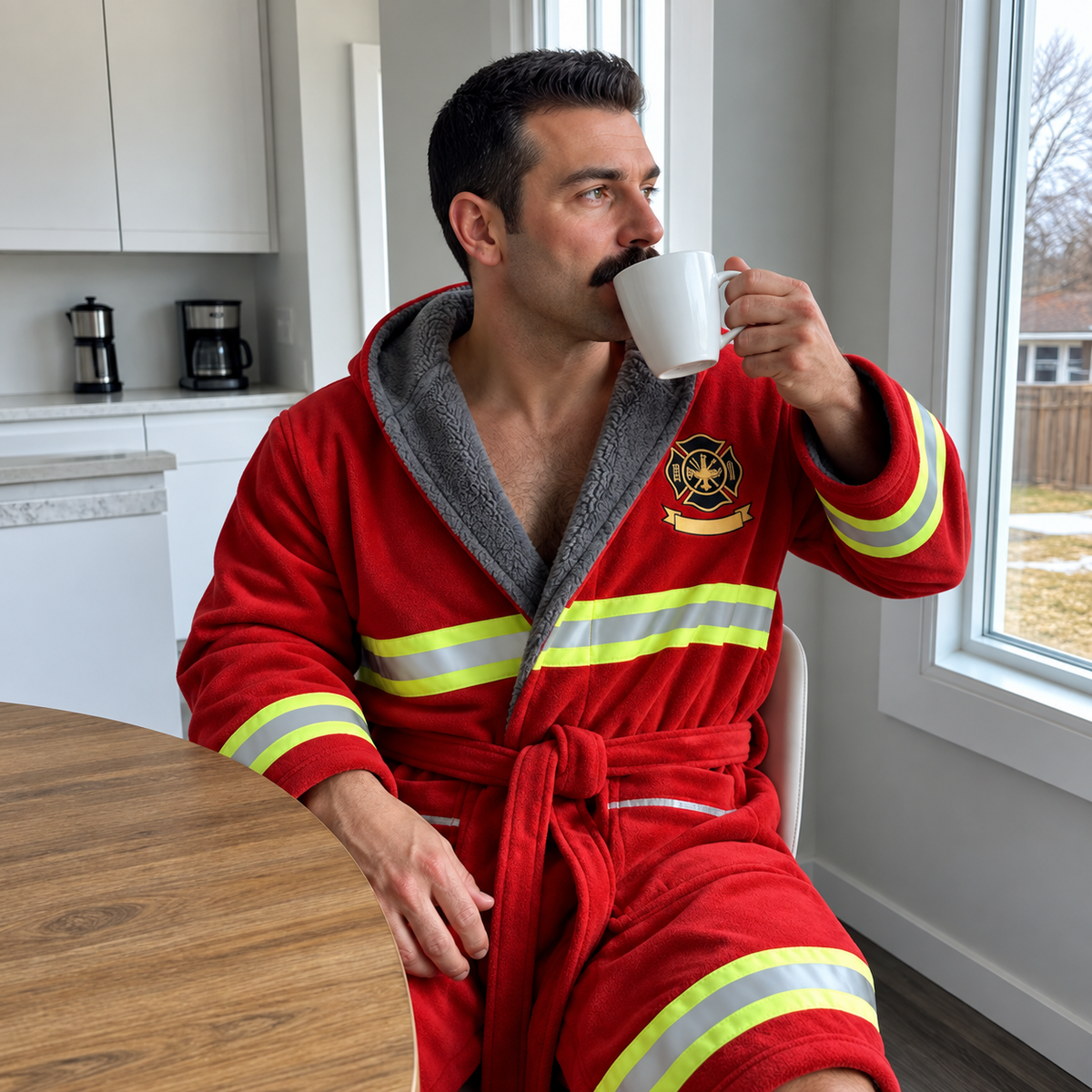 Firefighter Soft Fluffy Hooded Bathrobe - Perfect Gifts For Firefighter