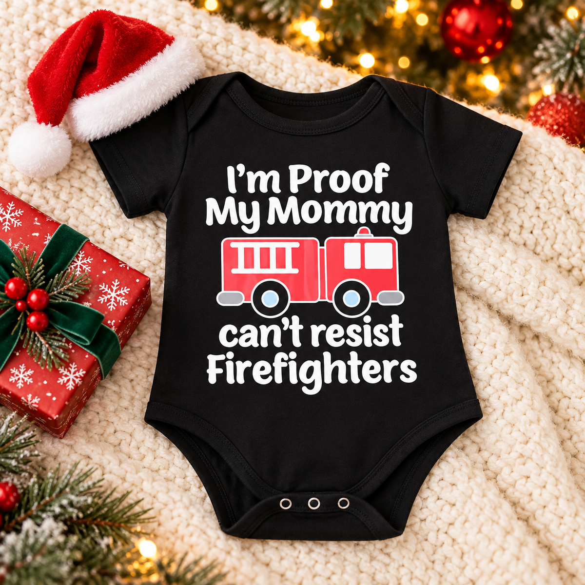 I'm Proof My Mommy Can't Resist Firefighters - Baby Bodysuit